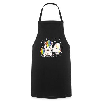 Unicorn 4 Birthday 4 Years Rainbow Girl - Cooking Apron - black - Front - AI Model Male 185 dark (185cm)