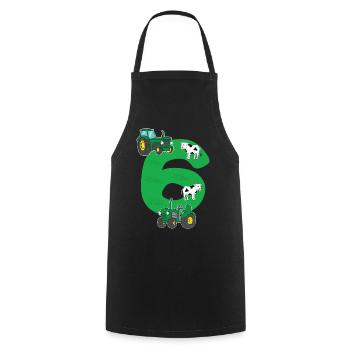 Birthday 6 years tractor farmer 6th birthday boy - Cooking Apron - black - Front - AI Model Male 185 dark (185cm)