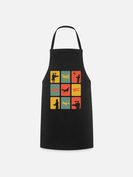 Retro Model Airplane Model Airplane Model Airplane - Cooking Apron - black