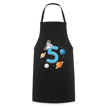 T-shirt d’anniversaire 5 ans fusée astronaute - Tablier de cuisine - noir - Devant - AI Model Male 185 dark (185cm)