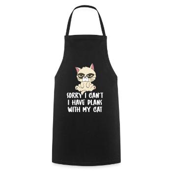Sorry I Can't I Have Plans with My Cat Owner Lover - Cooking Apron - black - Front - AI Model Male 185 dark (185cm)