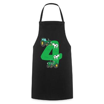 Geburtstagsshirt 4 Jahre Traktor 4. Geburtstag - Kochschürze - Schwarz - Vorne - AI Model Male 185 dark (185cm)