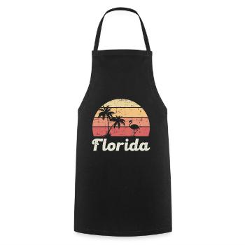 Florida Flamingo Palmen Surfen Sunset Strand - Kochschürze - Schwarz - Vorne - AI Model Male 185 dark (185cm)