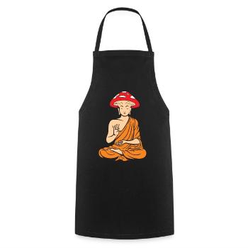 Mushroom Buddha Zen Yoga Meditation Fungi - Cooking Apron - black - Front - AI Model Male 185 dark (185cm)