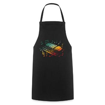Piano Keyboard Musical Instrument Pianist Musician - Cooking Apron - black - Front - AI Model Male 185 dark (185cm)