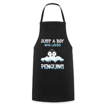 Just A Boy Who Loves Penguins Penguin Art Cartoon - Kochschürze - Schwarz - Vorne - AI Model Male 185 dark (185cm)