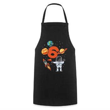 6 ans de missile astronaute 6e anniversaire - Tablier de cuisine - noir - Devant - AI Model Male 185 dark (185cm)