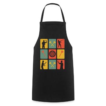 Fléchettes Rétro - Tablier de cuisine - noir - Devant - AI Model Male 185 dark (185cm)