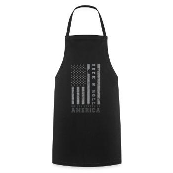 Rock N Roll United States America Flag USA - Cooking Apron - black - Front - AI Model Male 185 dark (185cm)