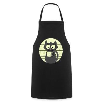 Coffee Cat - Cooking Apron - black - Front - AI Model Male 185 dark (185cm)