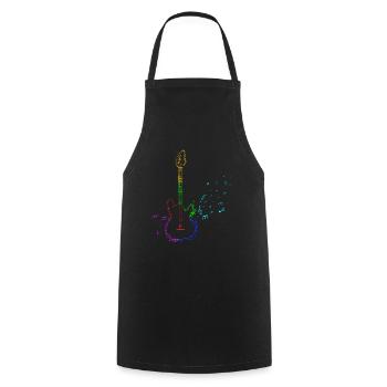 Rétro Guitare électrique Notes de musique Musique Guitare électrique Partitions - Tablier de cuisine - noir - Devant - AI Model Male 185 dark (185cm)