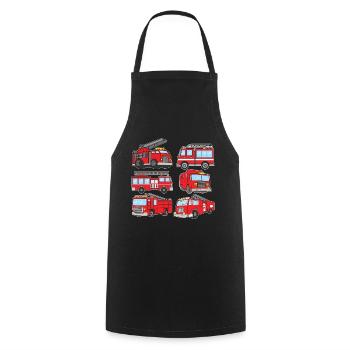 Fire Truck Firefighter Emergency Vehicle - Cooking Apron - black - Front - AI Model Male 185 dark (185cm)