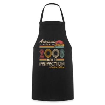 Born in 2008 Vintage Birthday Retro - Cooking Apron - black - Front - AI Model Male 185 dark (185cm)