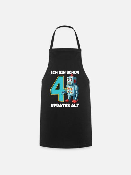 Geburtstagsshirt 4 Jahre Roboter 4. Geburtstag - Kochschürze - Schwarz