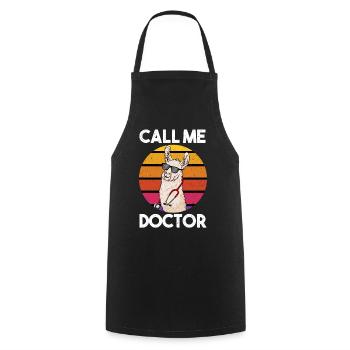Call me Doctor Llama Alpaca Graduation Doctorate - Tablier de cuisine - noir - Devant - AI Model Male 185 dark (185cm)