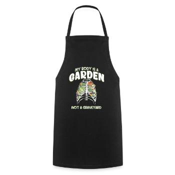 My body is a garden, not a vegan cemetery - Cooking Apron - black - Front - AI Model Male 185 dark (185cm)