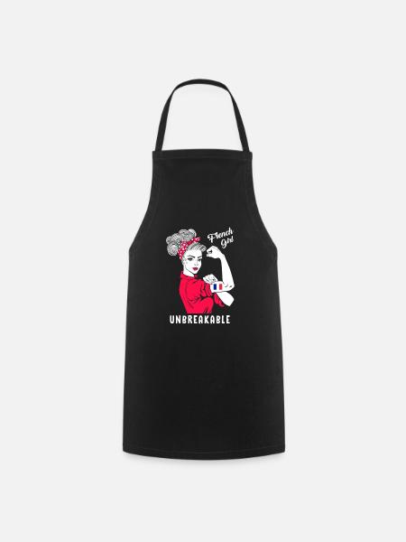 French Girl Unbreakable Strong French Woman - Cooking Apron - black