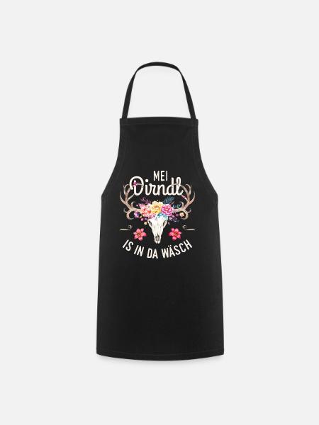 Mei Dirndl is in da Wäsch T-Shirt - Kochschürze - Schwarz
