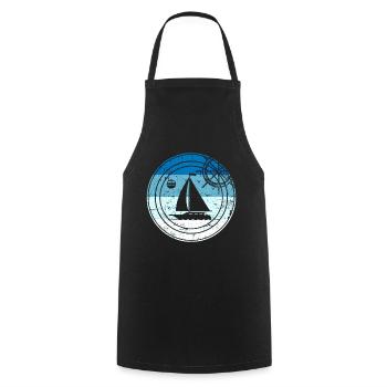 Retro Segelboot - Kochschürze - Schwarz - Vorne - AI Model Male 185 dark (185cm)