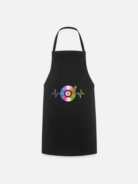 Schallplatte Herzschlag Vinyl Retro Tonträger - Kochschürze - Schwarz