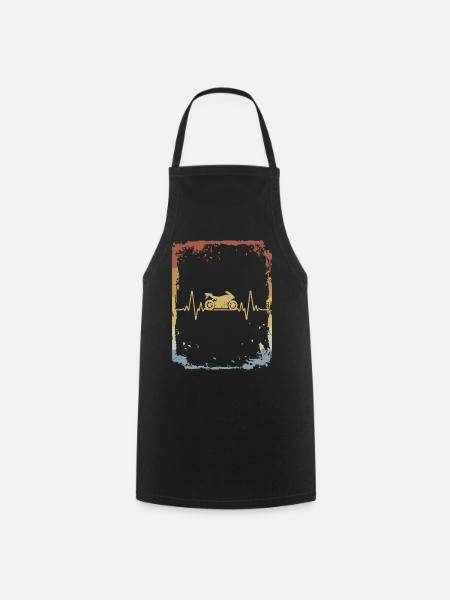 Vintage Heartbeat Motorbike - Cooking Apron - black