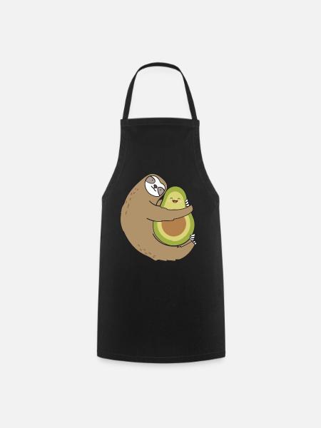 Sloth Hugging Avocado Vegan - Kochschürze - Schwarz