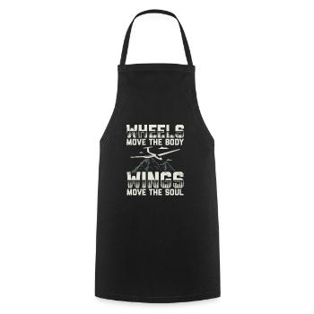 Les ailes déplacent l’âme - Idée cadeau de vol à voile - Tablier de cuisine - noir - Devant - AI Model Male 185 dark (185cm)