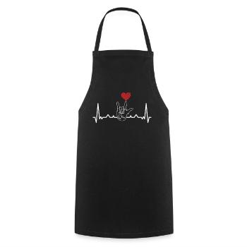 Langue des signes Heartbeat Heart - Tablier de cuisine - noir - Devant - AI Model Male 185 dark (185cm)