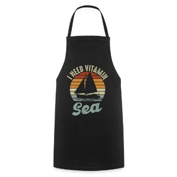 J’ai besoin de vitamines Voile de mer - Tablier de cuisine - noir - Devant - AI Model Male 185 dark (185cm)