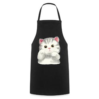 Chats Enfants Animaux Mignon Chat Bébé Miaoul - Tablier de cuisine - noir - Devant - AI Model Male 185 dark (185cm)
