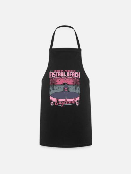 FISTRAL BEACH CORNWALL ENGLAND - SURFING GIRL - Cooking Apron - black