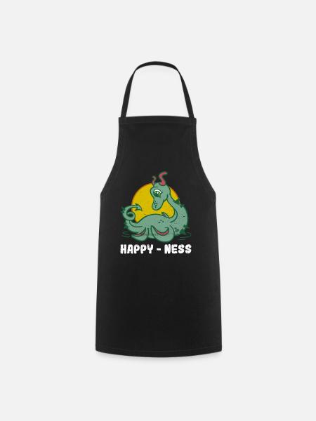 Happy - Ness - Loch Ness Nessie Monster - Cooking Apron - black