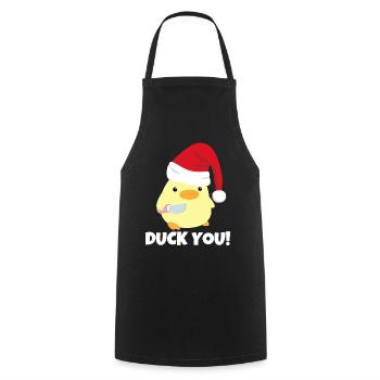Canard vous! Canard de Noël avec mème au couteau - Tablier de cuisine - noir - Devant - AI Model Male 185 dark (185cm)