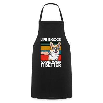 Life Is Good A Corgi Makes It Better Fist Bump - Cooking Apron - black - Front - AI Model Male 185 dark (185cm)