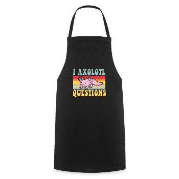 Retro Axolotl Questions Fish Cartoon Cute Axolotl - Cooking Apron - black - Front - AI Model Male 185 dark (185cm)
