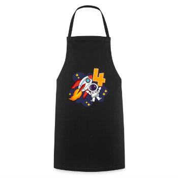 4 ans Jeune astronaute dans l’espace 4ème anniversaire - Tablier de cuisine - noir - Devant - AI Model Male 185 dark (185cm)