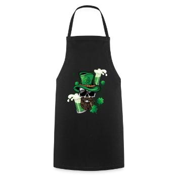 Smoke Smoking Skeleton Skull Saint Patrick's Day - Kochschürze - Schwarz - Vorne - AI Model Male 185 dark (185cm)
