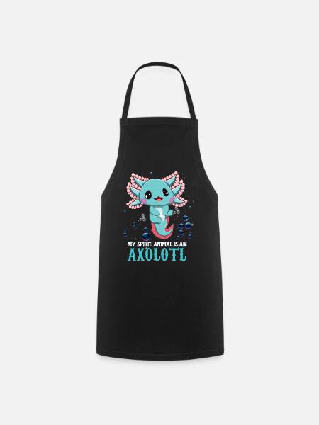 Animal Axolotl Spirit Cartoon Cute Kawaii Axolotl - Kochschürze - Schwarz