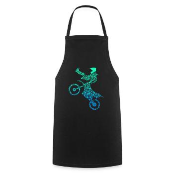 Motocross Calligram Dirt Bike Rider Biking - Cooking Apron - black - Front - AI Model Male 185 dark (185cm)