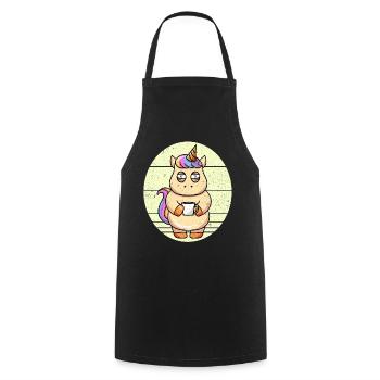 Coffee Unicorn Unicorn Holding A Coffee Cup - Cooking Apron - black - Front - AI Model Male 185 dark (185cm)