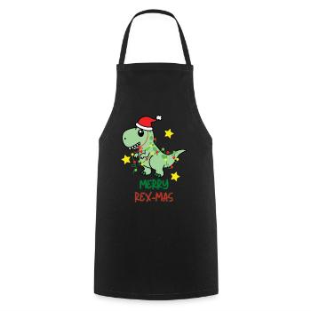 Merry Rex-Mas Ugly Christmas XMAS X-Mas - Cooking Apron - black - Front - AI Model Male 185 dark (185cm)