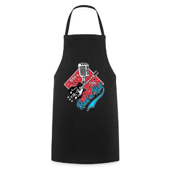 Rockabilly Gitarre Rock'n'Roll Musik Rocker - Kochschürze - Schwarz - Vorne - AI Model Male 185 dark (185cm)