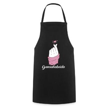 Gamsahabnida Korean Heart K Pop Heart Finger - Cooking Apron - black - Front - AI Model Male 185 dark (185cm)