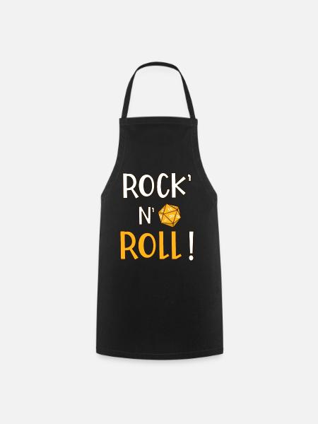 Rock' n' roll ! Humour jeu de rôle musique dés d20 - Tablier de cuisine - noir