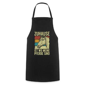 Zuhause ist wo meine Pferde sind - Kochschürze - Schwarz - Vorne - AI Model Male 185 dark (185cm)