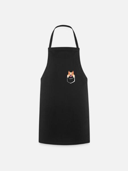Cute Kawaii Dog Puppy In Pocket Animal Corgi - Kochschürze - Schwarz
