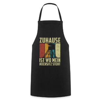 Zuhause ist wo mein Hochsitz steht - Kochschürze - Schwarz - Vorne - AI Model Male 185 dark (185cm)