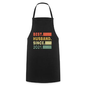 Meilleur mari 2021 Mariage Cœurs Saint-Valentin - Tablier de cuisine - noir - Devant - AI Model Male 185 dark (185cm)