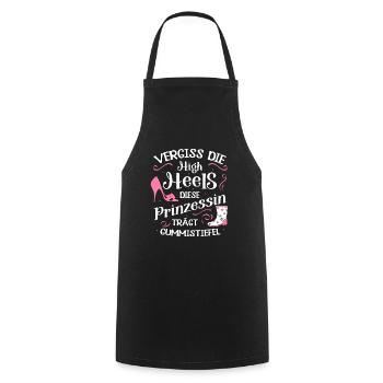 Vergiss High Heels Prinzessin Trägt Gummistiefel - Kochschürze - Schwarz - Vorne - AI Model Male 185 dark (185cm)