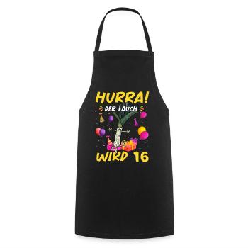 Hurra der Lauch wird 16 - Kochschürze - Schwarz - Vorne - AI Model Male 185 dark (185cm)